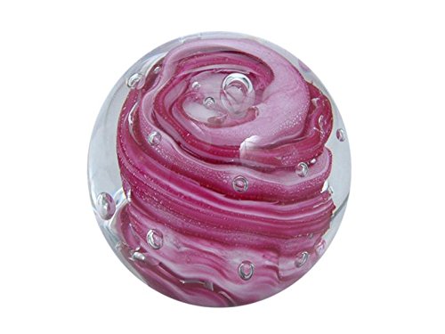 Rêve Boule 216 (moyen 6,5-7 cm) Violet avec Fleur Blanche de bulles - Boule en verre Presse-papier Cover