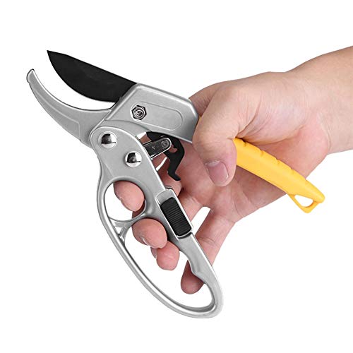 Pruning Shears - Sharp Bypass Pruning Shear Pruner Trimmer Tools Ratchet Secateurs with Ergonomic Designed Handle ,High Carbon Steel,for Garden cutting twigs, branches stems, shrubs, new growths and d