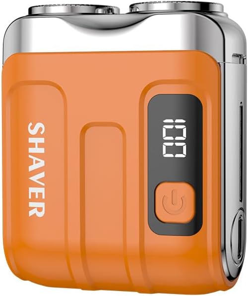 Men's Electric Shaver, MINI Shaver, Wireless Charging, Long Battery Life, Wet/Dry Shaving, Digital Battery Indicator, Portable Shaver, Light Orange