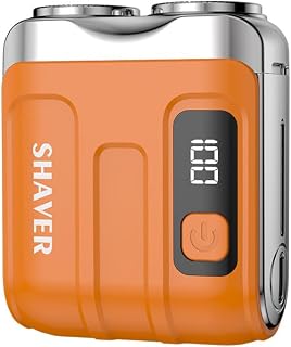 Men's Electric Shaver, MINI Shaver, Wireless Charging, Long Battery Life, Wet/Dry Shaving, Digital Battery Indicator, Portable Shaver (Orange)