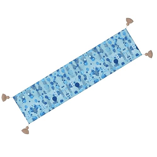 Chemin de table de salle à manger rustique bleu à pois pour Noël