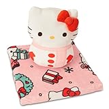 Hello Kitty Snow Merry Hugger Pillow and Throw Blanket Set – 11 inch Character Plush with 40x50 inch Soft Fleece Blanket – Cozy for Kids, Girls, Boys, Travel, Nap Time