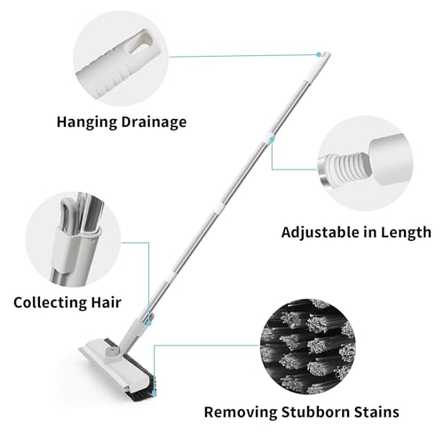 image for AIR U+ Floor Scrub Brush with Long Handle, 3 in 1 Scrape and Heavy-Dut