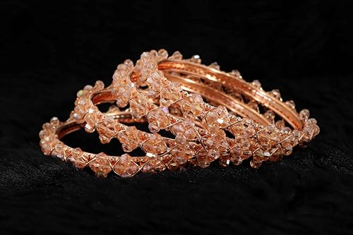 Image of NMII Stylish Pearls Beads Bangles Set For Women & Girls | Women's Bangles Bracelet | Metal Bangles Kada Set For Wedding, Party, Festival, Daily | Women's Fashion Jewellery- Set of 4