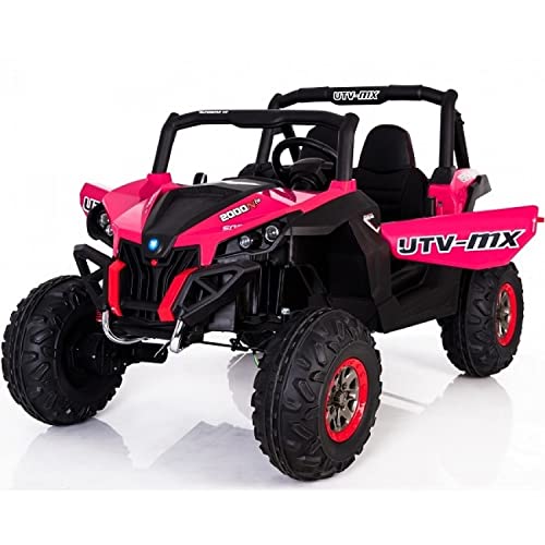 BC BABY COCHES - Coches Eléctricos para Niños Buggy XM 4x4, De Doble Batería 12v, Neumáticos de Caucho, Pantalla LCD, 2 Plazas con Mando Teledirigido para Padres, Apertura De Puertas, (Rosa) Cover