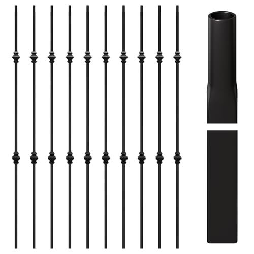 Sidasu 10-Pack Black Iron Balusters for Staircase Interior, Double Knuckle