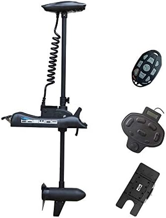AQUOS Haswing Black Cayman 24V 80LBS 60inch Bow Mount Trolling Motor with Remote Control, Foot Control and Quick Release Bracket for Bass Fishing Boats Freshwater and Saltwater Use