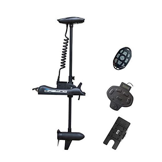 AQUOS Haswing Black Cayman 24V 80LBS 60inch Bow Mount Trolling Motor with Remote Control, Foot Control and Quick Release Bracket for Bass Fishing Boats Freshwater and Saltwater Use