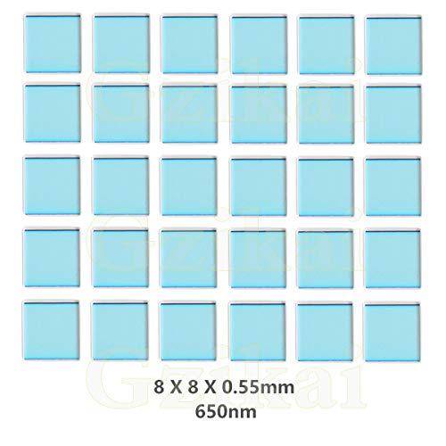 Gzikai 30pcs/1 Lot 8mm×8mm×0.55mm 650nm IR-Cut Blocking Filter Square Optical Multi-Coating Color Low-Pass