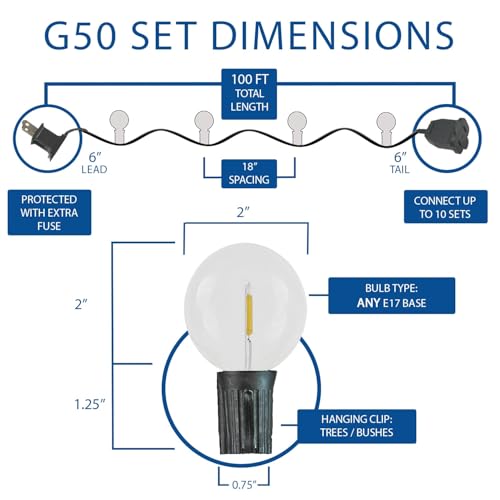 Novelty Lights 100 Feet G50 LED Patio String Lights Set with 67 Bulbs by Novelty Lights - Used condition - Image 4
