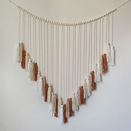 Macrame Wall Hanging - Boho Wall Decor - Large Bohemian Tassel Garland Wall Hanging Decor With Wood Beads For Bedroom Nursery Dorm Decoration- 35"X32" #TOP4