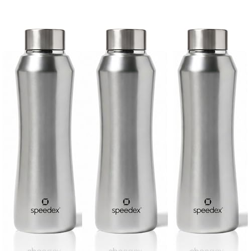 Image of Speedex Stainless Steel Water Bottle 1 Ltr, Leak Proof Screw Cap, BIS Approved 1000 ml Metal Bottle For Daily, Office, School, Gym, Travel Use for Men, Women, Kids, Adults, Silver, Set of 3
