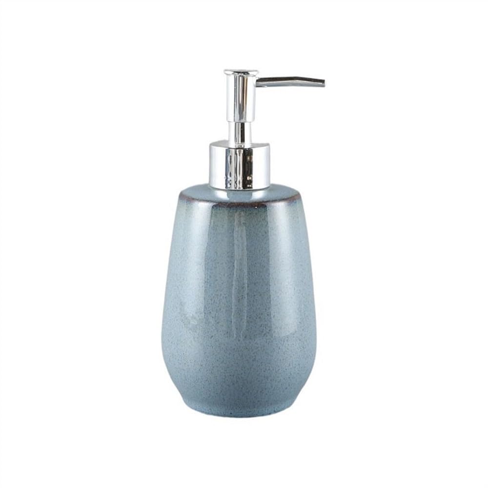 Soap Bottle Ceramic Lotion Bottle Hotel Shampoo Shower Gel Dispenser 380ML Household Pressing Empty Kitchen Decor(Light Blue)