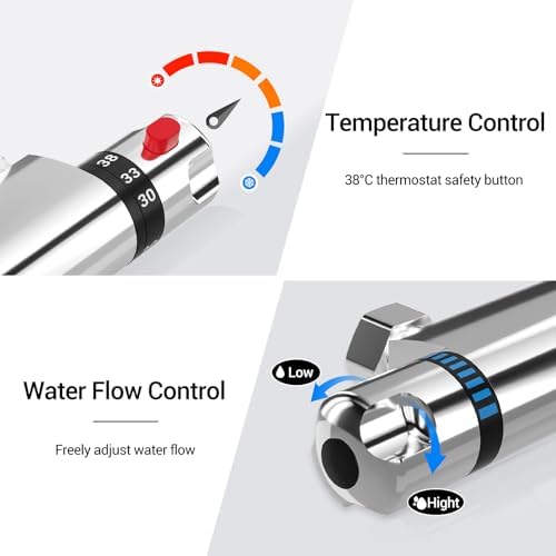Thermostatic Shower Mixer Bar Round Wall Mounted Bath Shower Mixer Valve Anti Scald Tap Hot Cold Water Mixer Intelligent Constant Temperature Chrome Finished