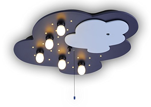 666 A++ to E, Deckenleuchte Nanny, Holz, 40 watts, E14, Multi Color, 74 x 57 x 7 cm