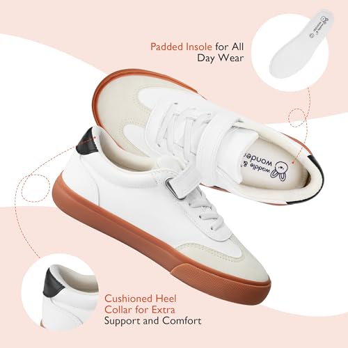 waddle wonder Toddler Slip On Shoes for Boys&Girls, Hook and Loop Walking Tennis School Sneaker for Kids Classic Casual Non-Slip Footwear Black&White4