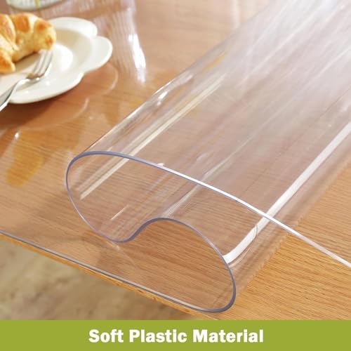 Image of Sleep Nature's Transparent PVC Table Cover - Clear Waterproof Table Protector for 4 & 6 Seater Dining Table, Office Desk, Thick Heavy Duty Tablecloth, Spill-Proof, Easy to Clean 1.5 MM 18x48 inch