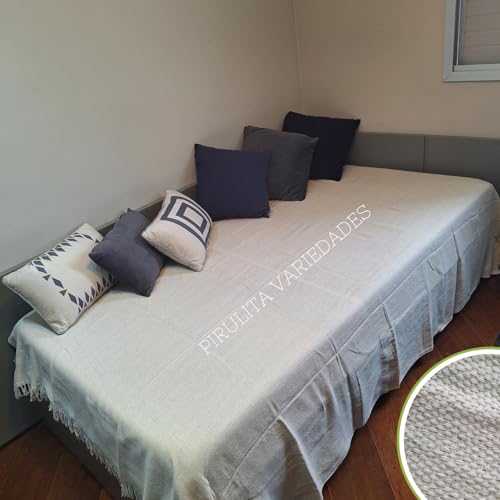 Manta Cru100% Algodão Para Sofá 2 e 3 lugares Colcha Para Cama Solteiro 2,40 x 1,80 Gigante Grande X