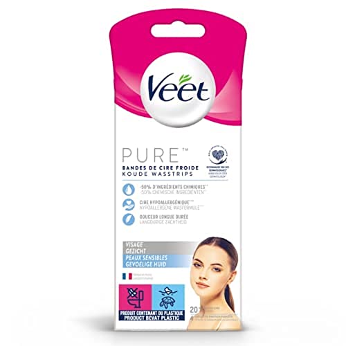 Veet Minima Pure Bandes de Cire Froide - Epilation Visage - Les 20 bandes