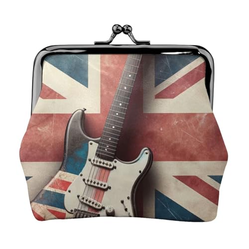Pu Leather Buckle Coin Purse Guitar-British-Flag Girls Kiss-Lock Change Purse Wallets