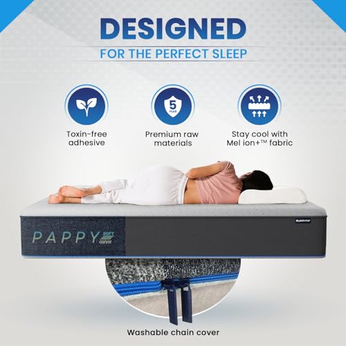 Image of ROMA PUF Pappy Reversible Super Soft PU Foam Mattress - Dual Comfort, Durable, Hypoallergenic for Ultimate Sleep Support, 5-Year Warranty (6 Inch, 75X70)