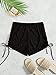 Falainetee Women's Drawstring Side Mesh Sheer Beach Summer Cover Up Shorts Bikini Bottoms Black L