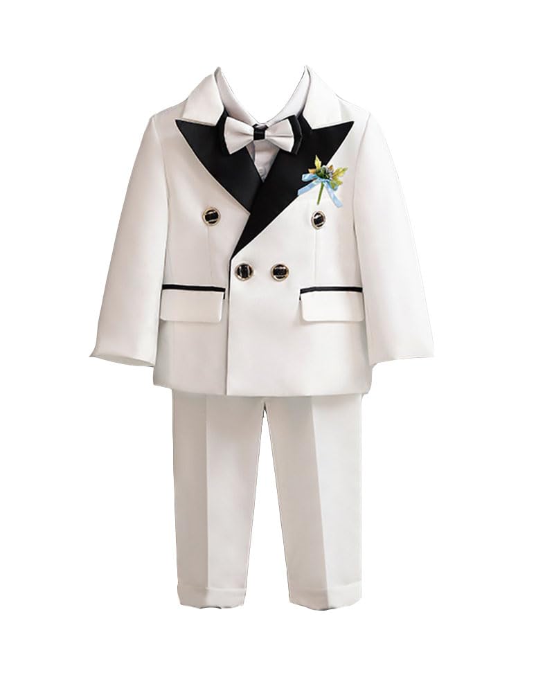 Niños Traje de Caballero Actuación de la Boda Traje de Fiesta de graduación de Cena Mameluco de Camisa con Pajarita Conjunto de Ropa de Bautizo Festivo de Bautismo