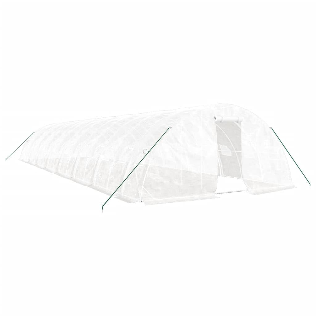 Szklarnia ze stalową ramą, biała, 80 m², 16 x 5 x 2,3 m, namiot foliowy z folią PE i wentylacją, do uprawy, zimowania i ochrony warzyw, kwiatów, ziół w ogrodzie, na balkonie, tarasie