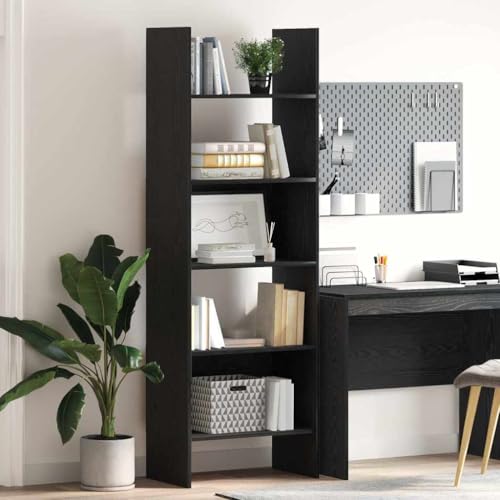 Librería de aspecto roble negro estantería de pie moderna de madera 3