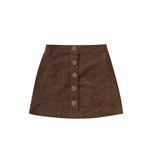 Ynibbim Summer Toddler Baby Girls Button Short Skirt Solid Corduroy Skirt 0-3T (Brown,12-18 Months)