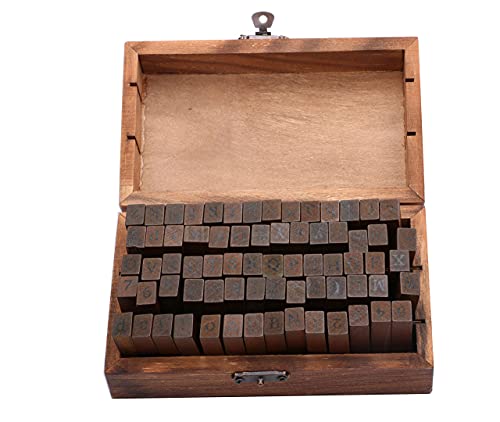 Image of Wooden Rubber Number Letter, Dedoot 70 pcs Alphabet Stamps Vintage Wooden Rubber Letter Number and Symbol for Card Making Painting Teaching