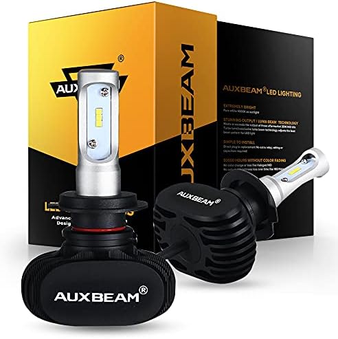 Auxbeam H7 LED Fog Light Bulb, Fanless & Noiseless, 8000 Lumen 6500K Xenon White H7 LED Conversion Kit, Fog Light Halogen Bulb Replacement NF-S1 Series (Pack of 2)