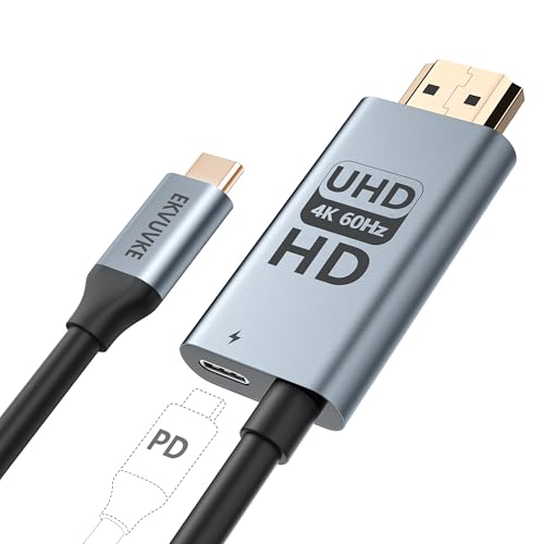 EKVUVKE Switch 2 �h�b�N�y4K@60Hz�E1.8M�z�掿�o�� USB-C HDMI �ϊ��P�[�u�� 100W PD�}���[�d�Ή� TV���[�h���ڏo�� PVC���炩�f�� �v���O���v���C HDMI�P�[�u���A�_�v�^ �X�}�z�̉�ʂ��e���r�ɉf�������[
