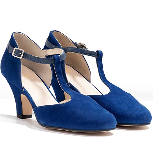 MOOMMO Women Elegant Kitten Heel Mary Jane Pumps Shoes Ankle T-Strap Round Closed Toe Cut-Out Dress Sandals Shoe Chunky Block Heels D-Orsay Suede Work Pump Fall fashion Office Wedding Spring 4-13 M US