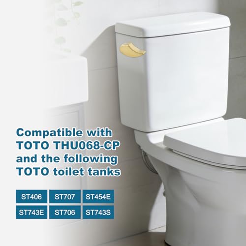 Image of iFealClear Metal Toilet Handle Replacement Compatible with TOTO THU068-CP Trip Lvr for St743S, St406 Soild Brass Toilet Tank Flush Lever, Side Mount Toilet Trip Levers, Brushed Gold