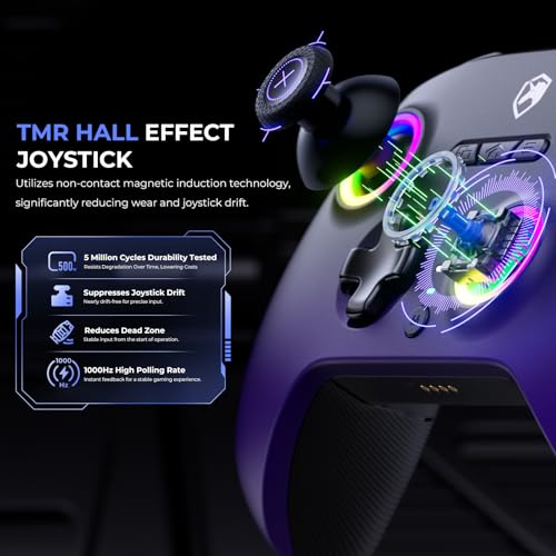Image of ECHTPower Upgrated PC Gaming Controller TMR Hall Effect Joysticks Anti-Drift & Dual Triggers, 1000Hz Polling Rate, Turbo & Vibration, Programmable Buttons for PC /Switch /Switch 2 /iOS /Android with Charging Dock