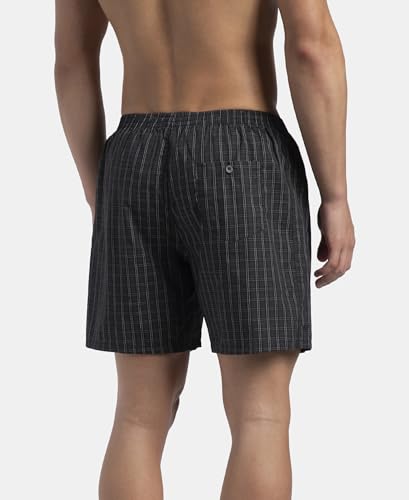 Image of Jockey 1222 Men Super Combed Mercerized Cotton Woven Checkered Boxer Shorts with Back Pocket (Pack of 2, Colors & Prints May Vary)