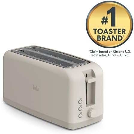 bella 4 Slice Slim Toaster, Fits-anywhere™ Kitchenware, 6 Setting Shade Control with Reheat & Cancel Buttons, Fits Sourdough, 10” Long Slot, Anti Jam & Auto Shutoff, 900 Watt, Oatmilk - 3