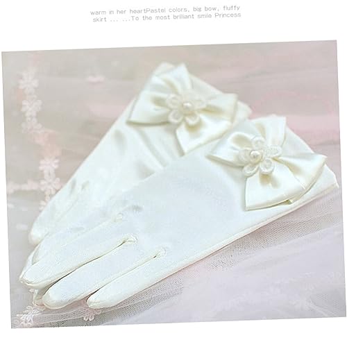 Lace Flower Girl Gloves Bowknot Short Wrist White Lace Gloves for Weddings Elegant Accessories for Girls Special Occasions2