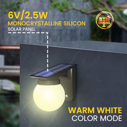 Image of hardoll Solar Wall Light Outdoor Waterproof 6 LED Solar Lights for Garden, Home & Decoration Lamp for Home Exterior (Warm White,Pack of 2)
