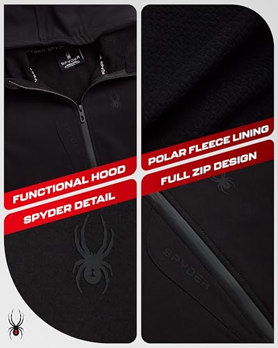 Image of Spyder Boys Softshell Jacket - Cozy Insulated Fleece Lined Softshell Winter Coat Hooded Windbreaker Jacket for Boys