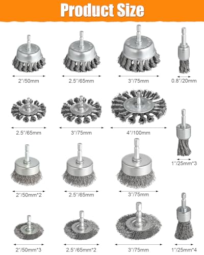 Image of 24 Pcs Wire Wheel Brush for Drill, Heavy Duty Drill Wire Brush Set