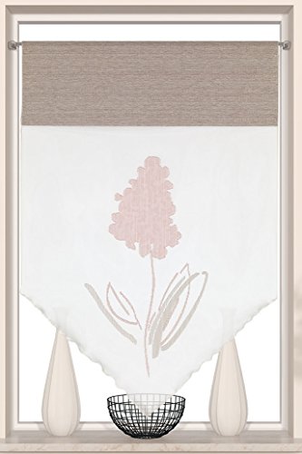 Design Kuvert Blume Bestickt rosé 2277 | Scheibengardine BxH 60x90cm | Fensterbild Cover