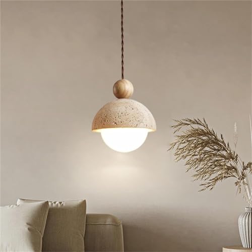 Plafonnier de balcon en travertin jaune et luminaire vintage du milieu siècle