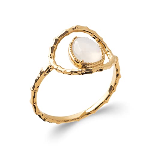 Bague en plaqué or pierre de lune goutte, fini les bijoux ternes