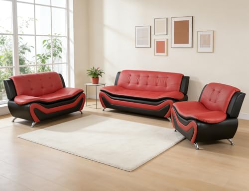 Anthato Living Room Furniture Sets, Leather Sectional Sofa Couches, 3
