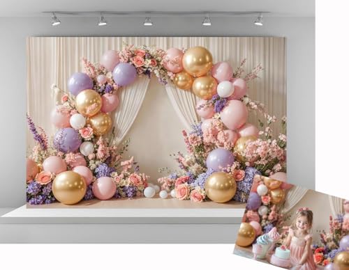 Fondo fotográfico con arco de globos 7x5ft Kate miniatura 1