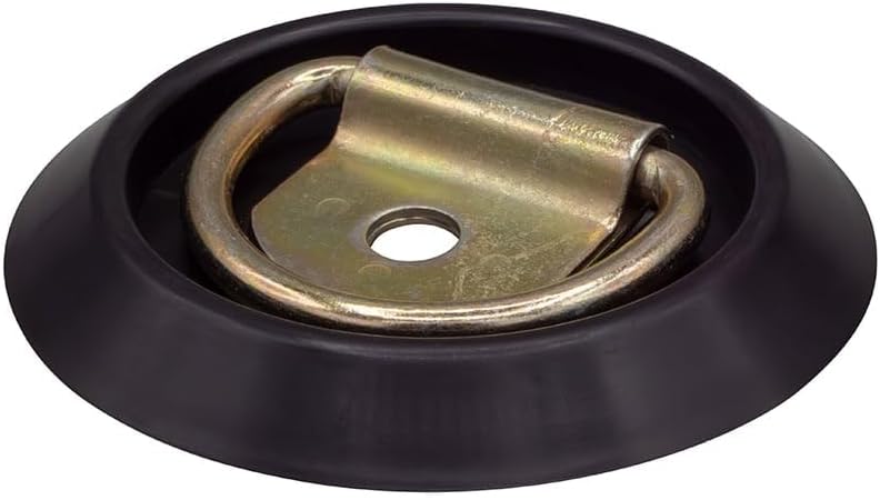 Mytee Products 4 Pack Flush Mount D-Ring Tie-Downs with Plastic Pan Fittings - 1000 Working Load Limit - Recessed D-Ring Tie Down Anchor for Flatbed Trailer Truck RV Cargo
