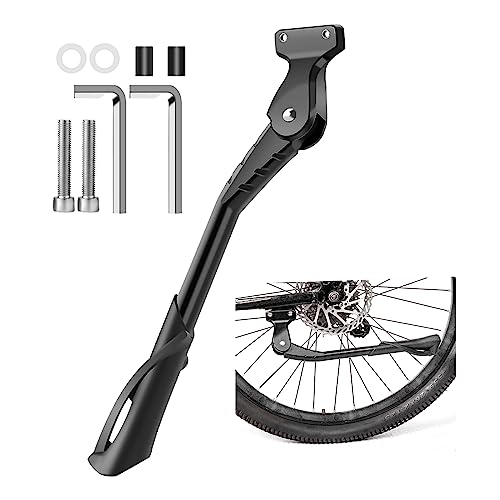Runyu Fahrradständer 24 26 27.5 28 Zoll Höhenverstellbar Hinterbauständer bis 35 kg Traglast, Aluminium Seitenständer für E-Bike, MTB, Cityrad, Mountainbike, Fahrrad Zubehör, Schwarz