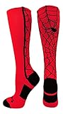 MadSportsStuff Crazy Spider Web Over the Calf Socks (Scarlet/Black, Small)